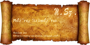 Mány Szimóna névjegykártya